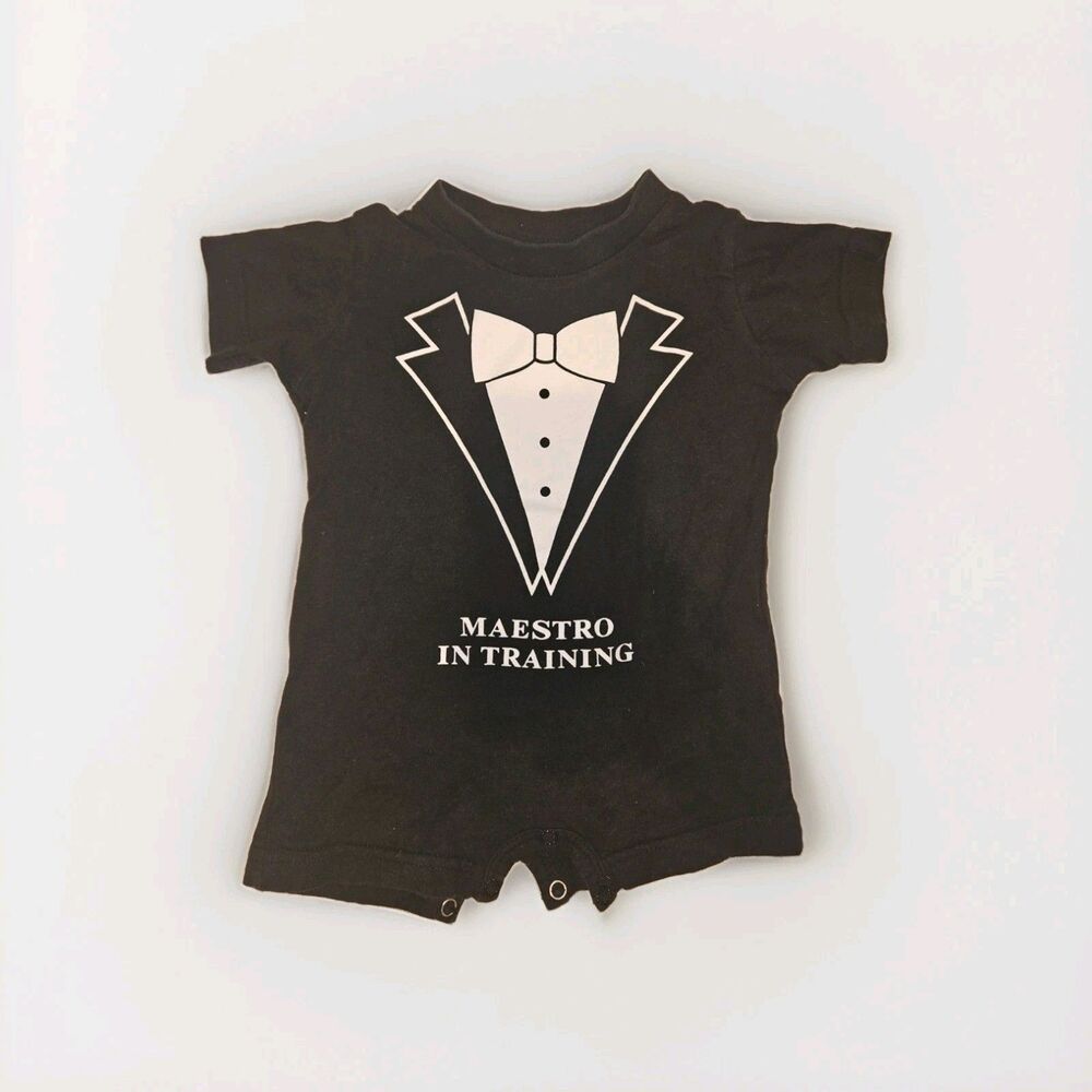 Metropolitan Met Opera Tuxedo Maestro Orchestra Conductor Romper, Size 6 Months